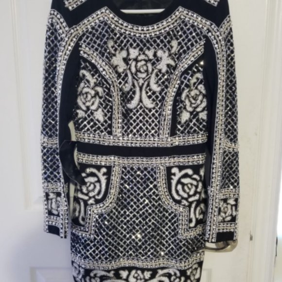 Bebe - Fully Beaded Crepe Dress - Picture 2 of 7